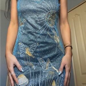 Elegant Blue and Gold Dress